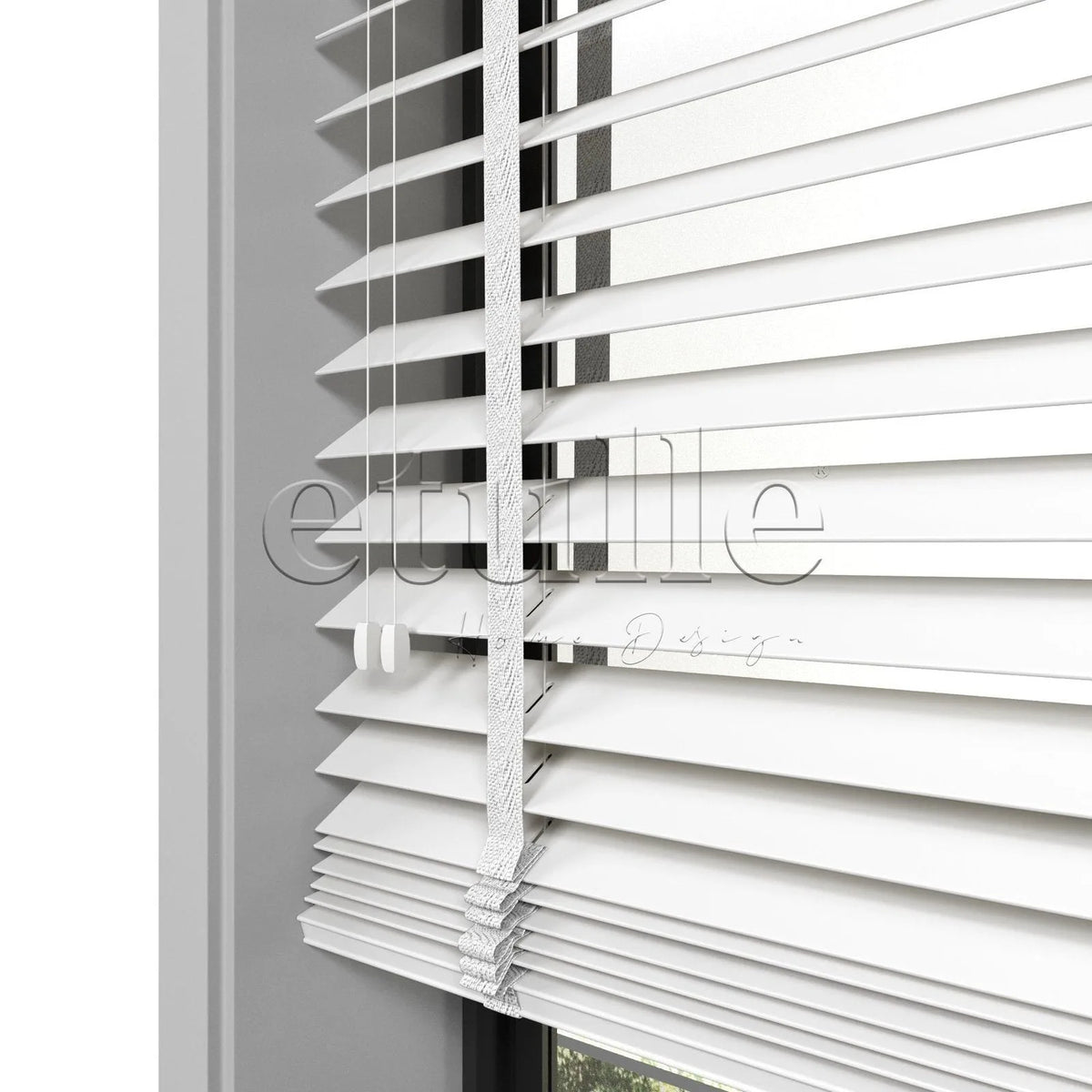 50 MM Gerçek Ahşap Jaluzi Beyaz