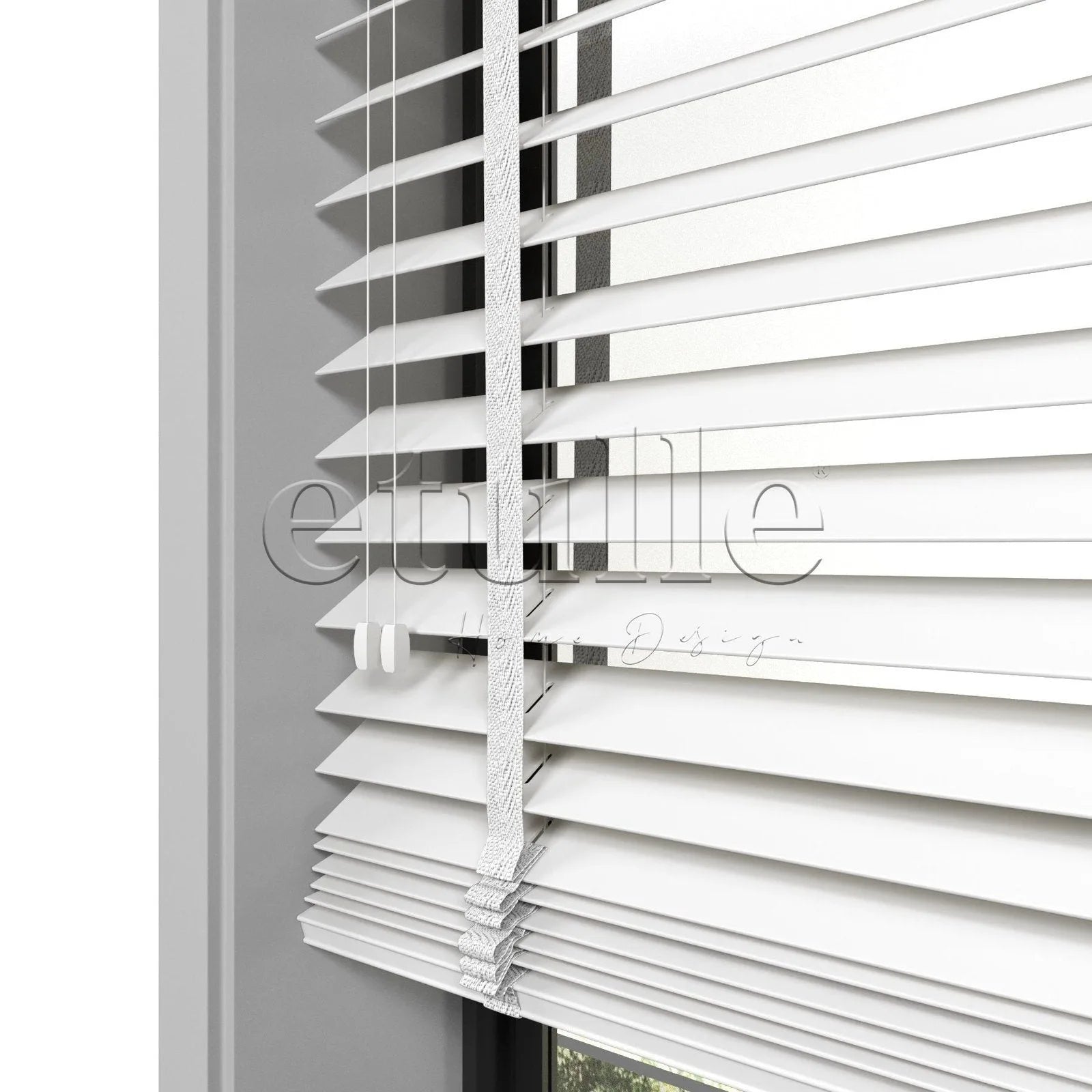 50 MM Gerçek Ahşap Jaluzi Beyaz