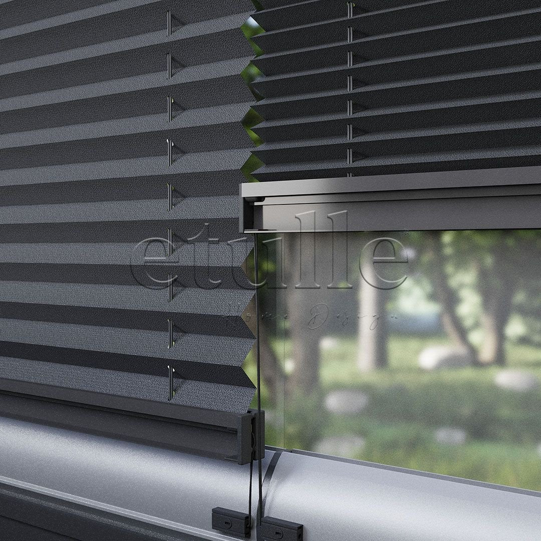 16 MM Blackout Blackout Anthracite Pleated Curtain