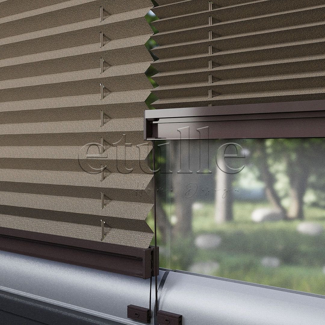 16 MM Blackout Blackout Brown Pleated Curtain