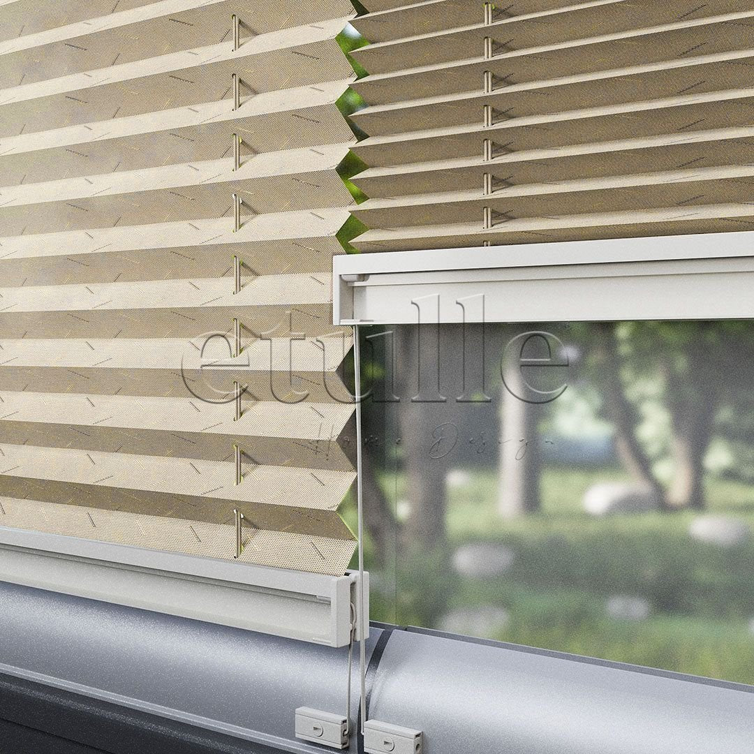 16 MM Patterned Ece Beige Pleated Curtain