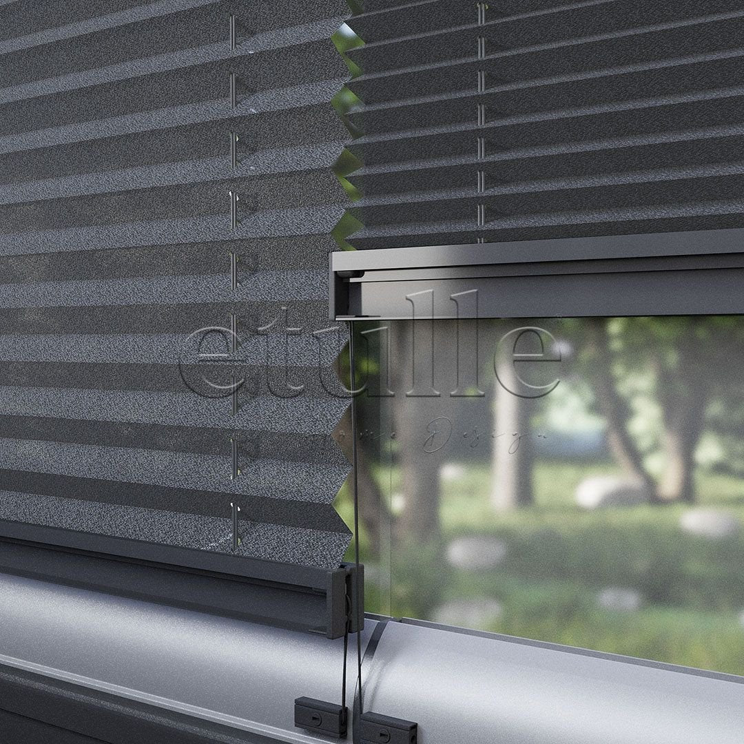 16 MM Patterned New Anthracite Pleated Curtain