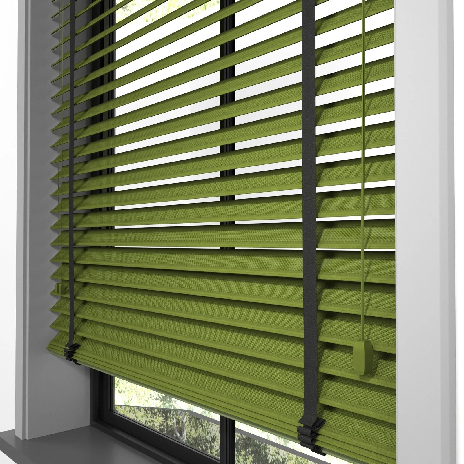 50 mm Hasır Yeşil Kumaş Jaluzi