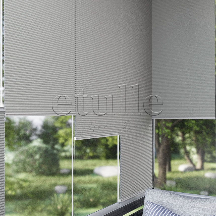 20 MM Honeycomb Gray Pleat Curtain