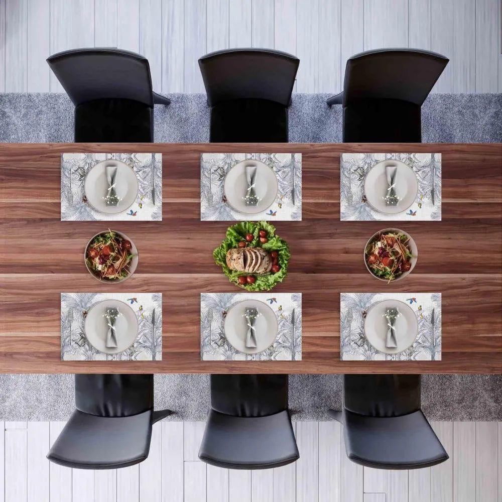 Egzotik Hayvan Figürlü Tropikal Yaprak Desenli Amerikan Servis – 4’lü Set (35x50 cm)