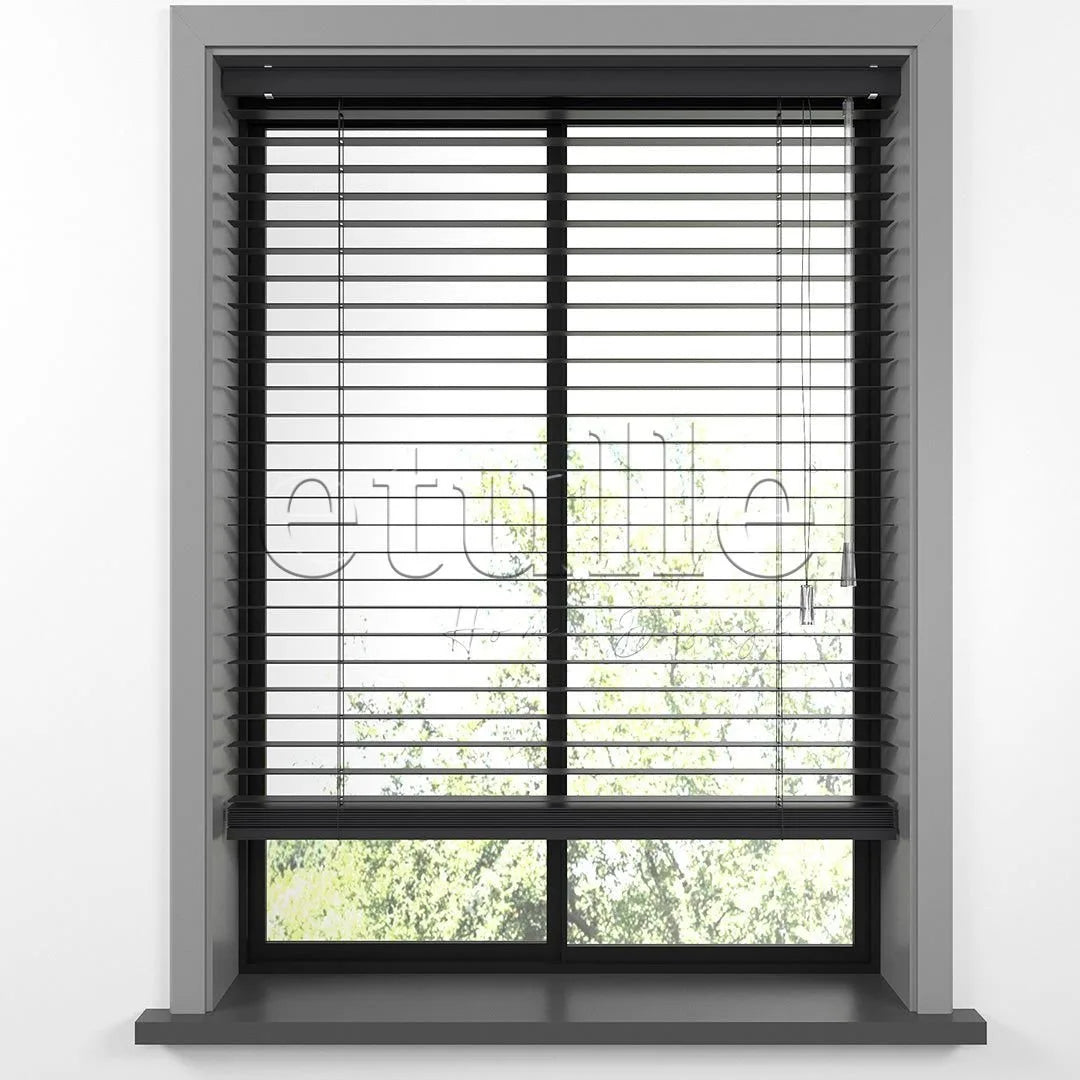 25 MM BASSWOOD Antrasit Ahşap Jaluzi