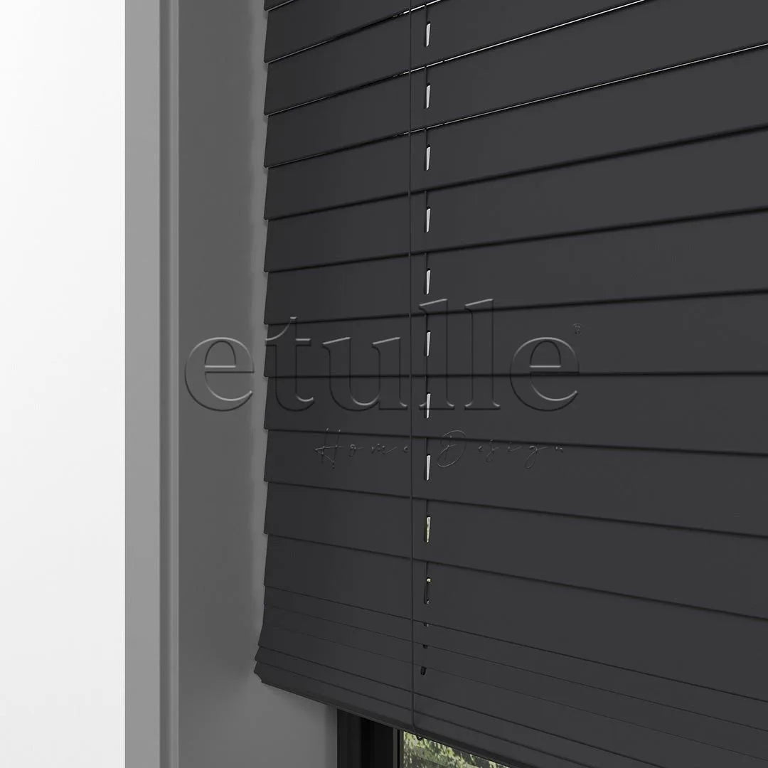 25 MM BASSWOOD Antrasit Ahşap Jaluzi