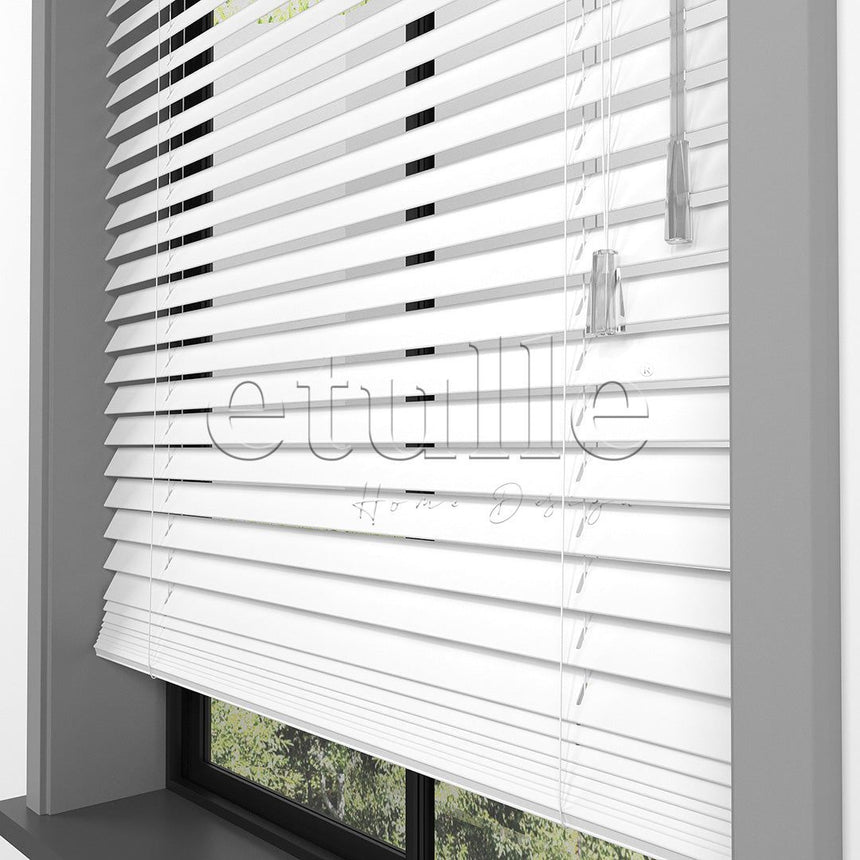 25 MM BASSWOOD White Wooden Venetian Blind