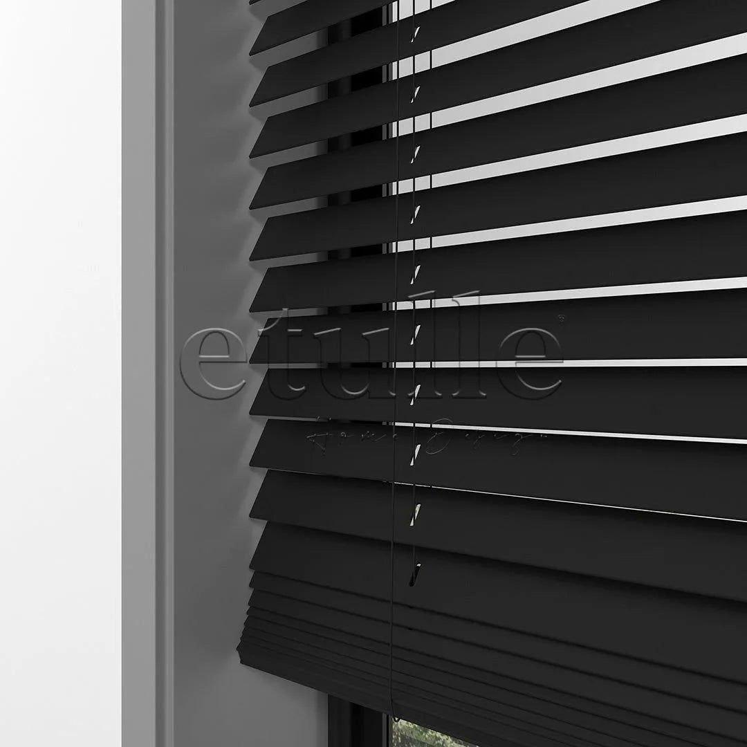 25 MM BASSWOOD Siyah Ahşap Jaluzi