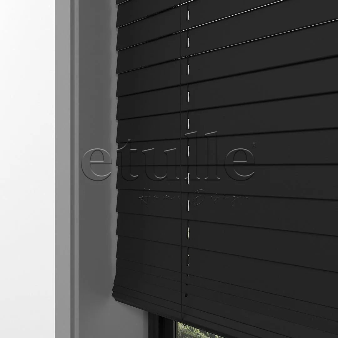 25 MM BASSWOOD Siyah Ahşap Jaluzi
