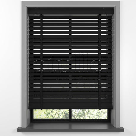 35 MM BASSWOOD Black Wooden Venetian Blind