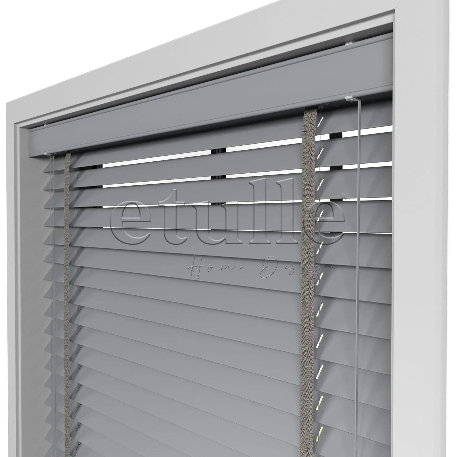 50 MM Gerçek Ahşap Jaluzi Gri