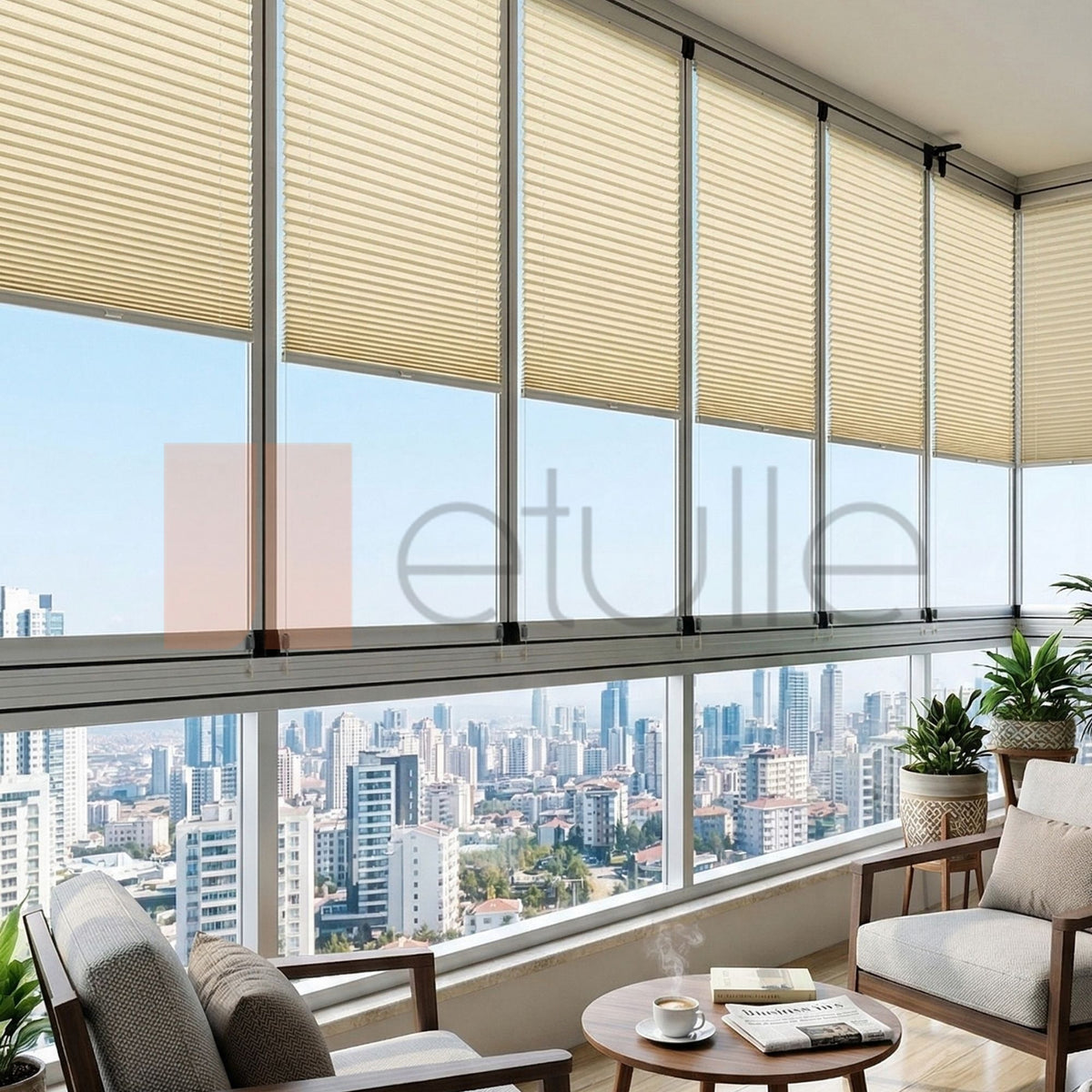 16MM Cream Bamboo Pleated Blind