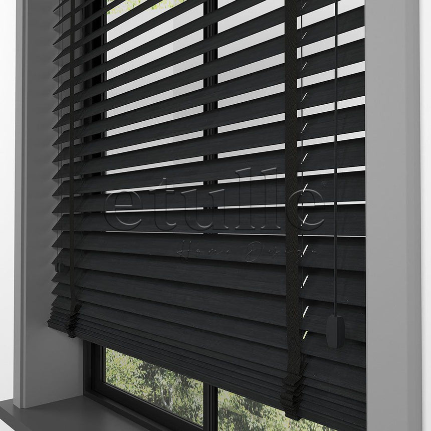 50 MM BAMBOO Black Wooden Venetian Blind