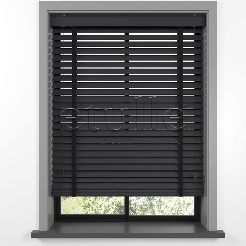 50 MM BASSWOOD Anthracite Wooden Venetian Blind