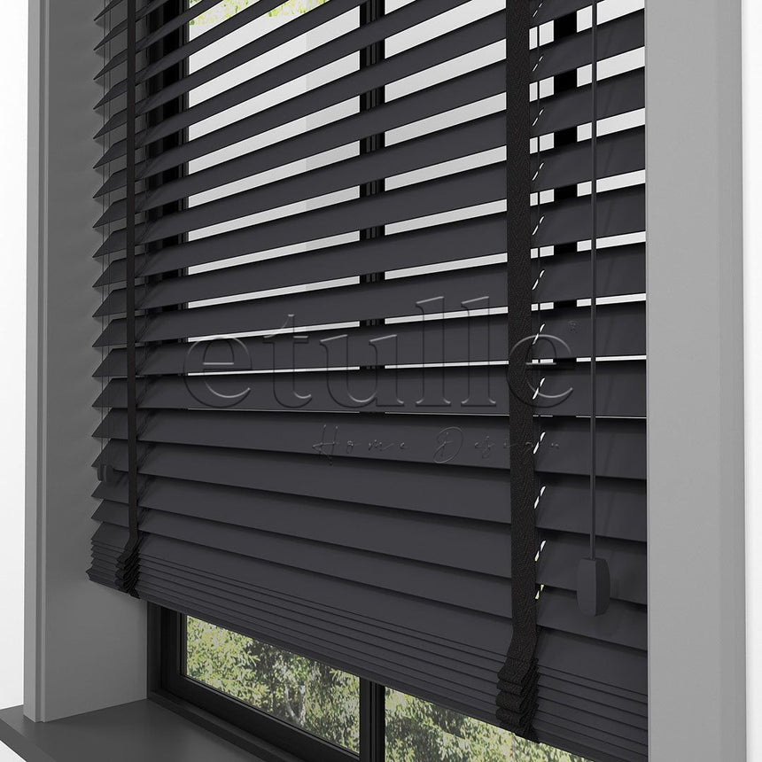 50 MM BASSWOOD Anthracite Wooden Venetian Blind