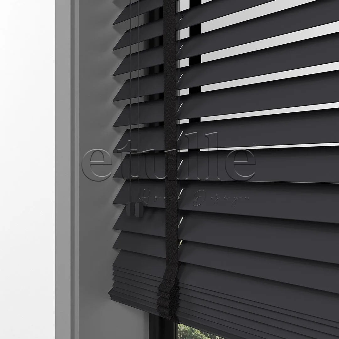 50 MM BASSWOOD Antrasit Ahşap Jaluzi