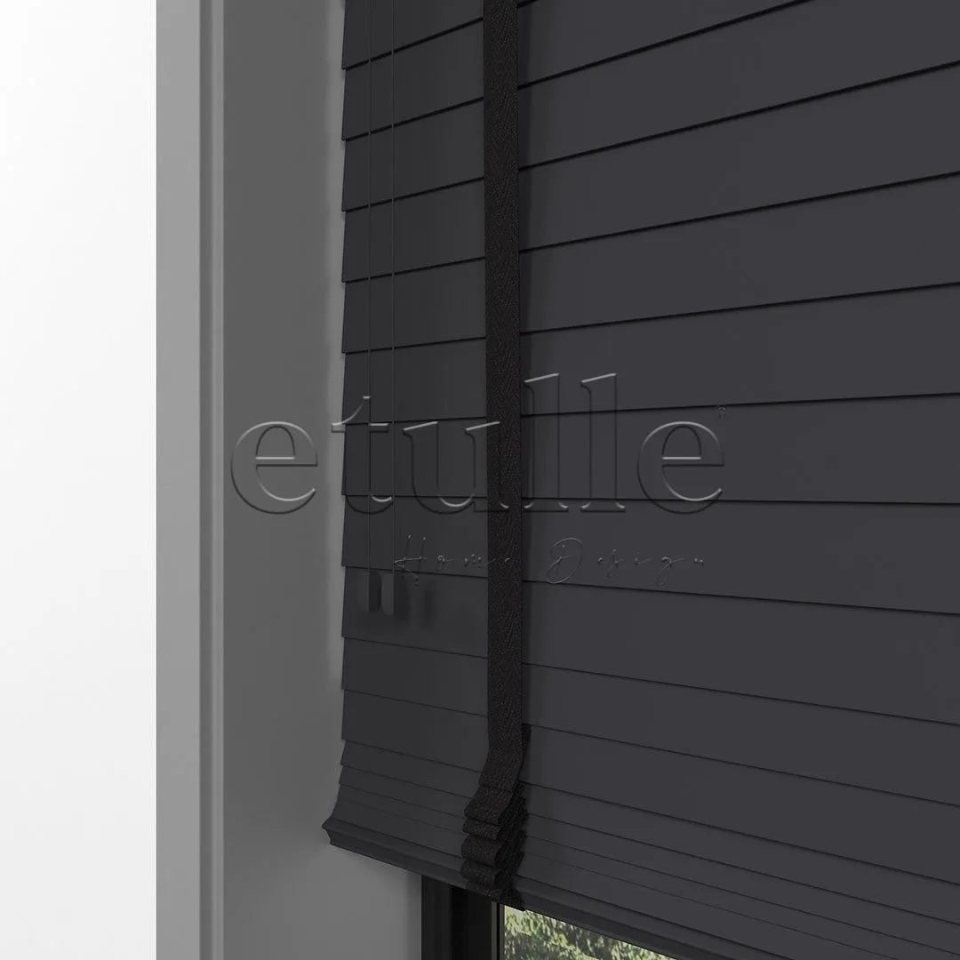 50 MM BASSWOOD Antrasit Ahşap Jaluzi