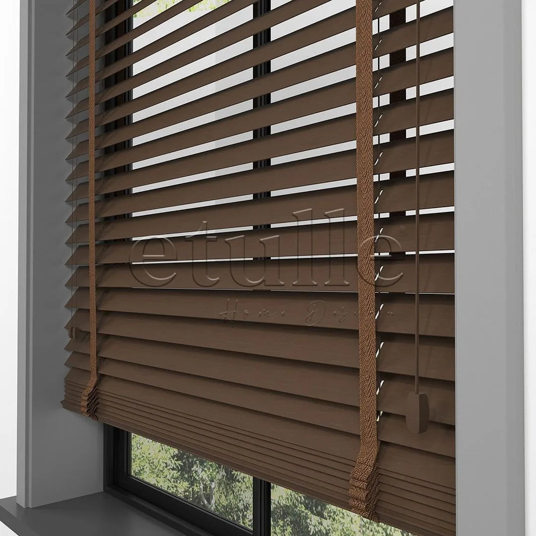 50 MM BASSWOOD Ceviz Walnut Ahşap Jaluzi