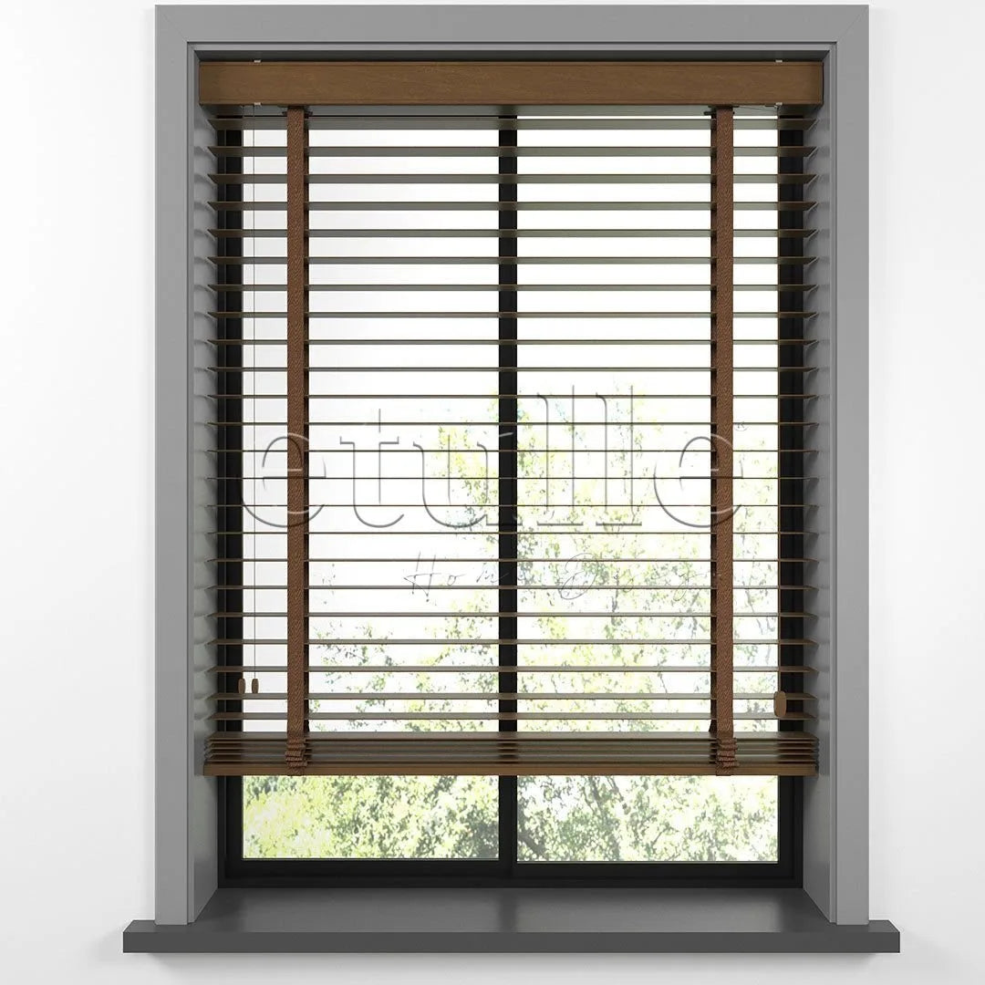 50 MM BASSWOOD Dark Oak Ahşap Jaluzi
