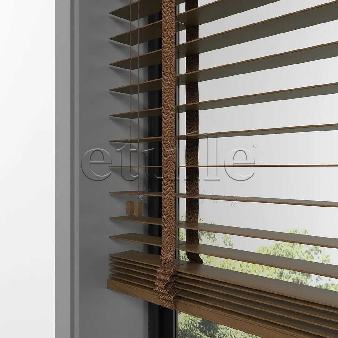 50 MM BASSWOOD Dark Oak Ahşap Jaluzi