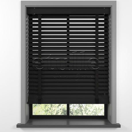 63 MM BASSWOOD Black Wooden Venetian Blind