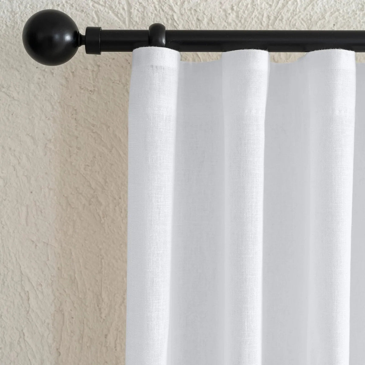 Outlet Beyaz Mat Keten Desen Tül Perde | Calvora Hazır Ölçü 220x240