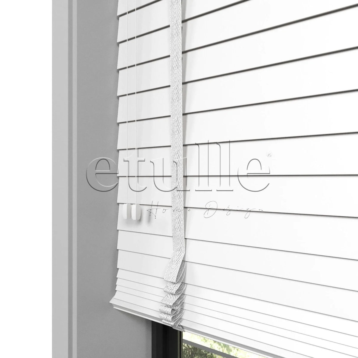 50 MM Gerçek Ahşap Jaluzi Beyaz