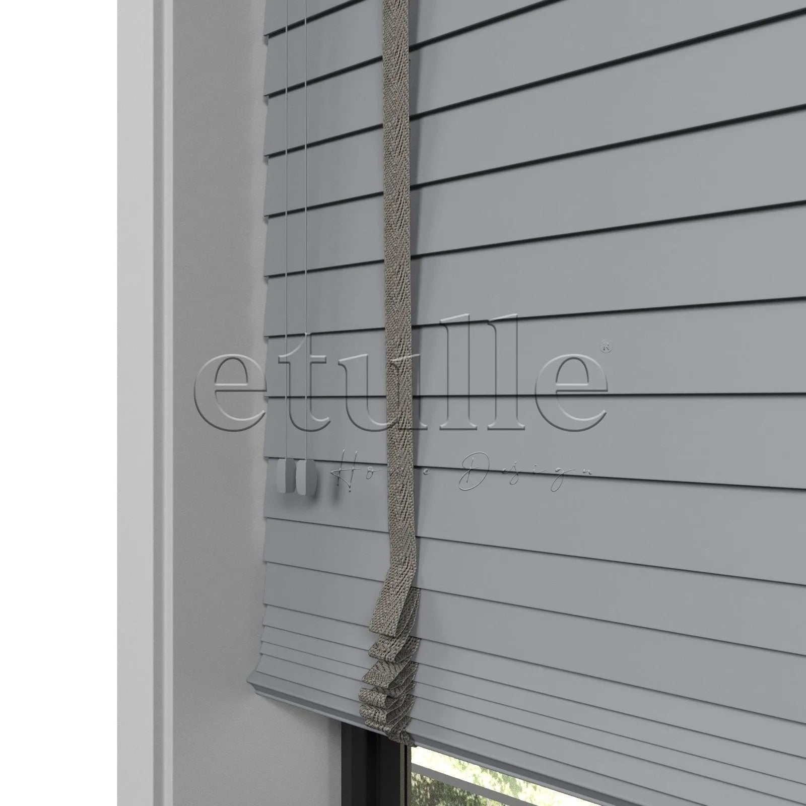 50 MM Gerçek Ahşap Jaluzi Gri