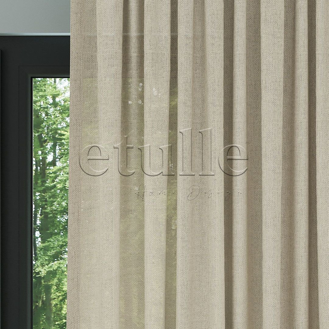 Light Beige Shiny Plain Textured Tulle Curtain | Jasper