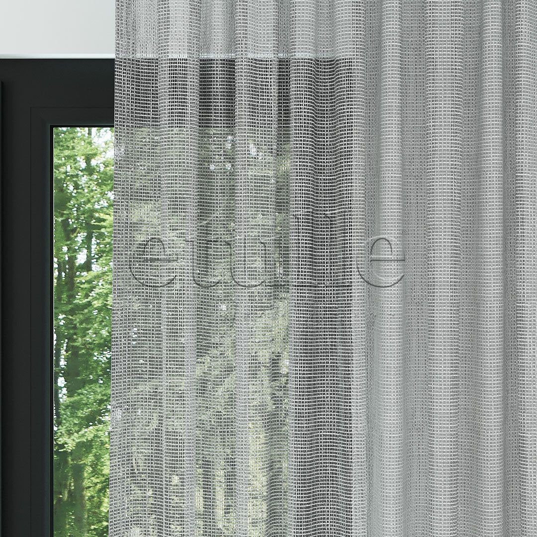 Light Grey Mesh Base Thick Linen-Effect Plain Tulle Curtain | Minos