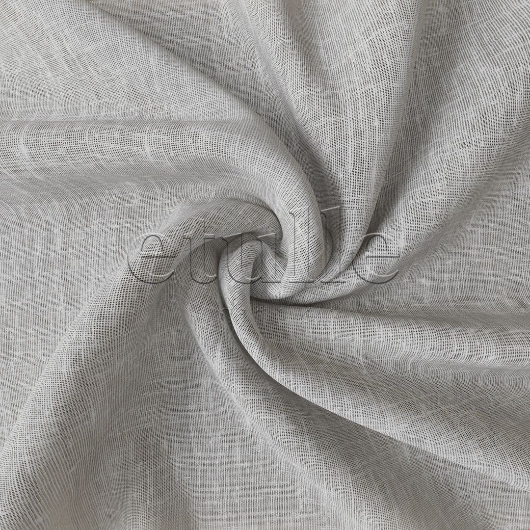 Light Grey Folded Linen Plain Net Curtain | Mistra