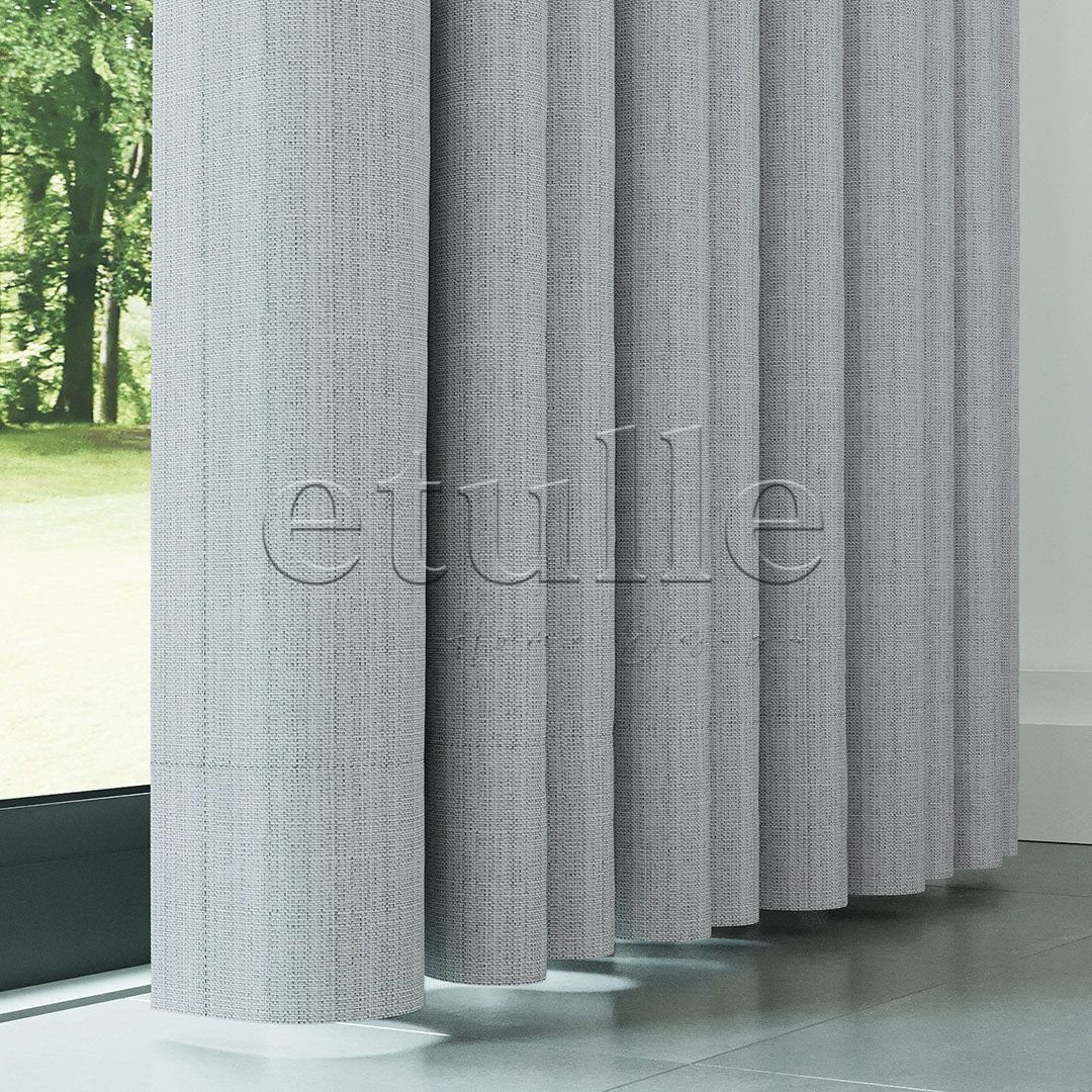 Light Gray Linen Pattern Effect Drape Blackout Curtain | Ezri