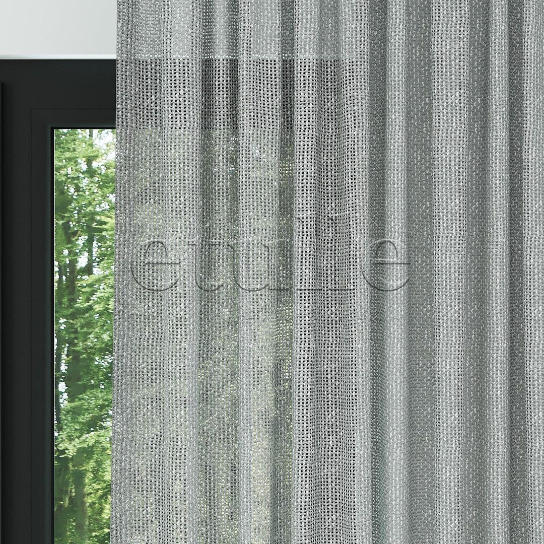 Light Gray Modern Thick Woven Decorative Mesh Plain Tulle Curtain | Sway