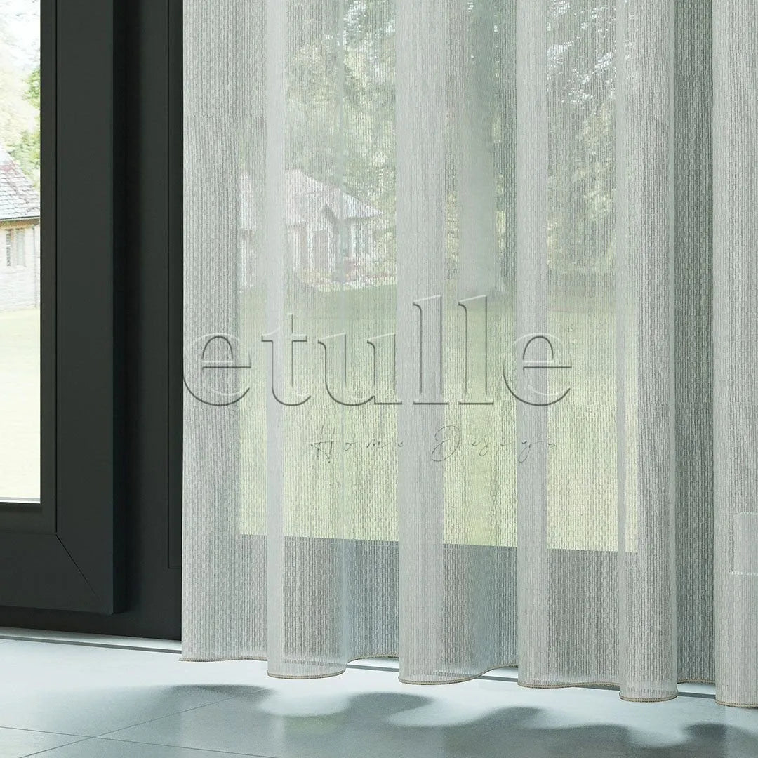Açık Gri Modern Petek Dokulu Keten Efekli Dökümlü Düz Tül Perde | Soleil