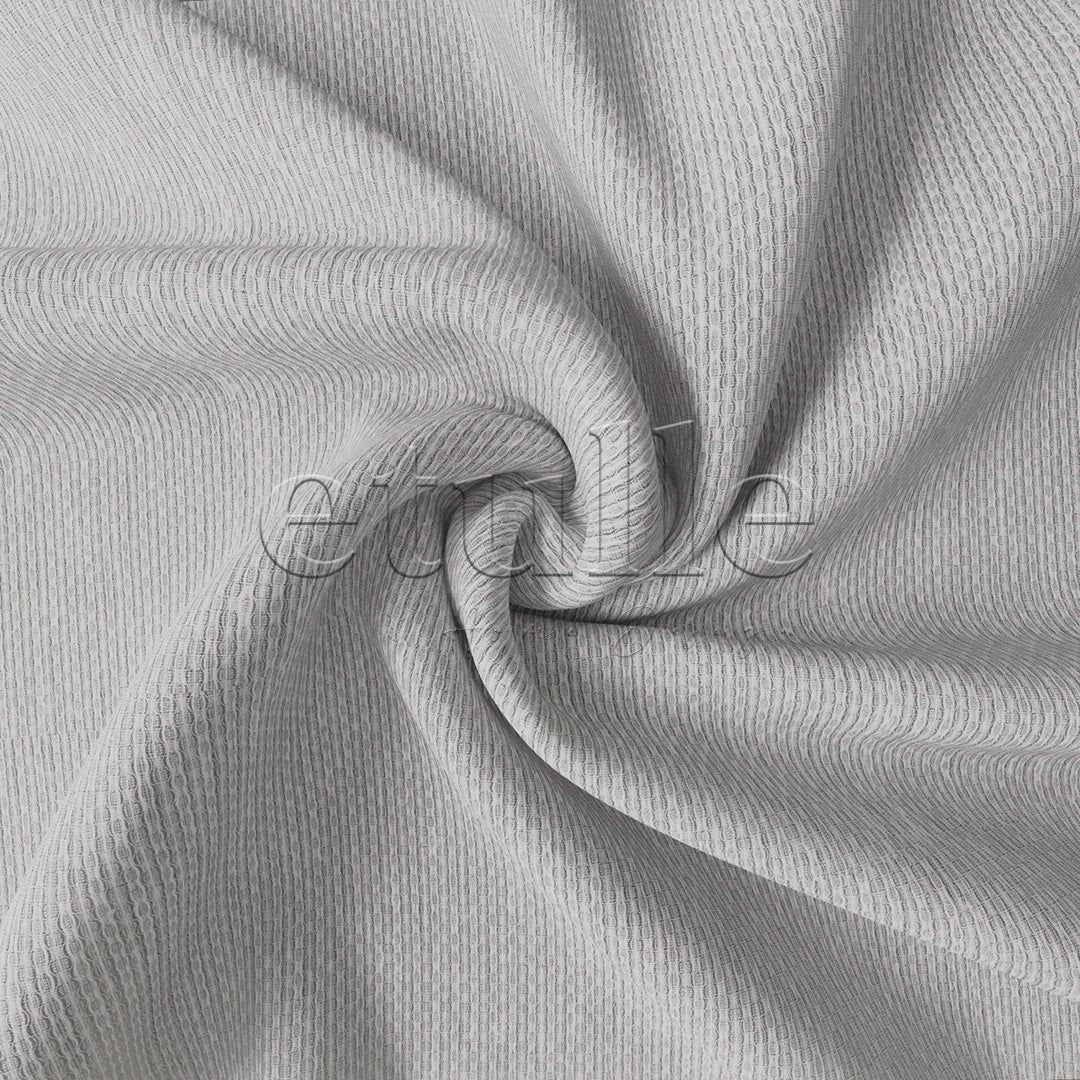 Light Gray Modern Honeycomb Texture Linen-Effect Draped Plain Tulle Curtain | Soleil