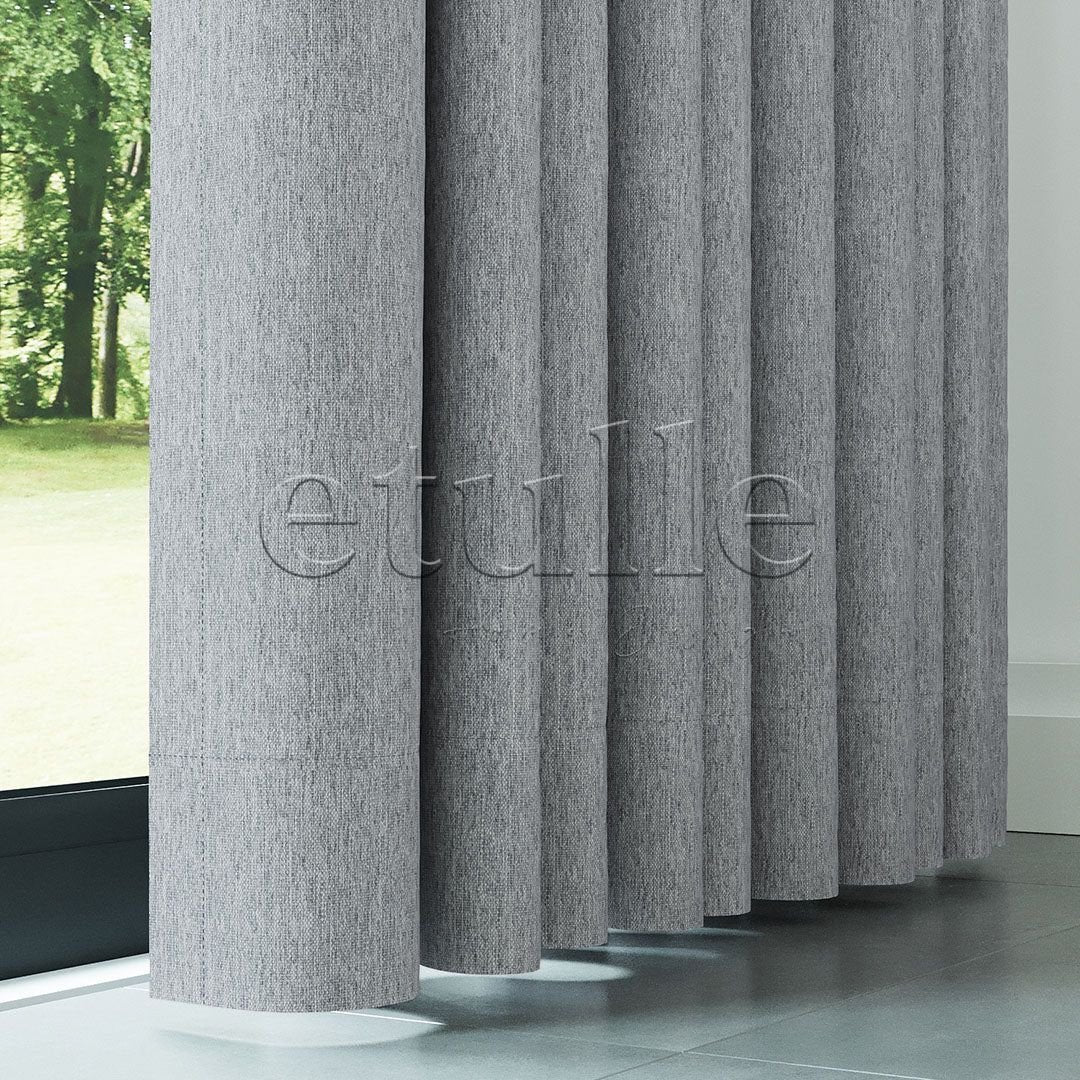 Light Grey Natural Flecked Linen Drape | Casual