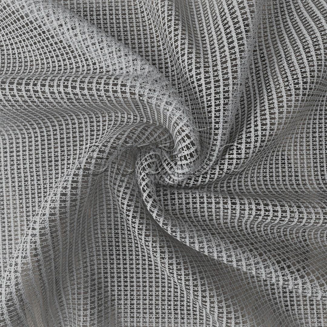 Light Grey Knitted Mesh Square Background Plain Tulle Curtain | Inessa
