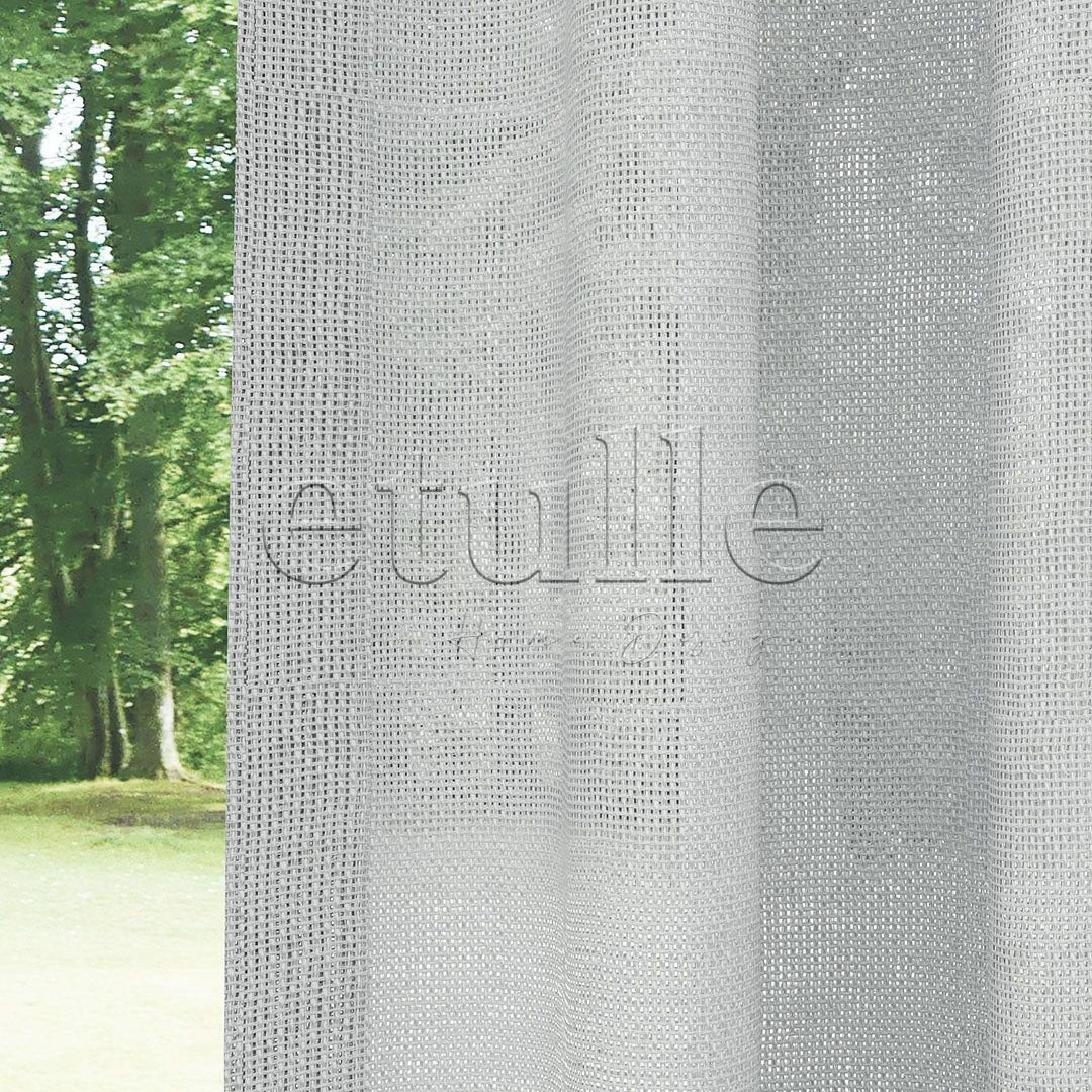 Light Grey Shiny Plain Textured Tulle Curtain | Jasper