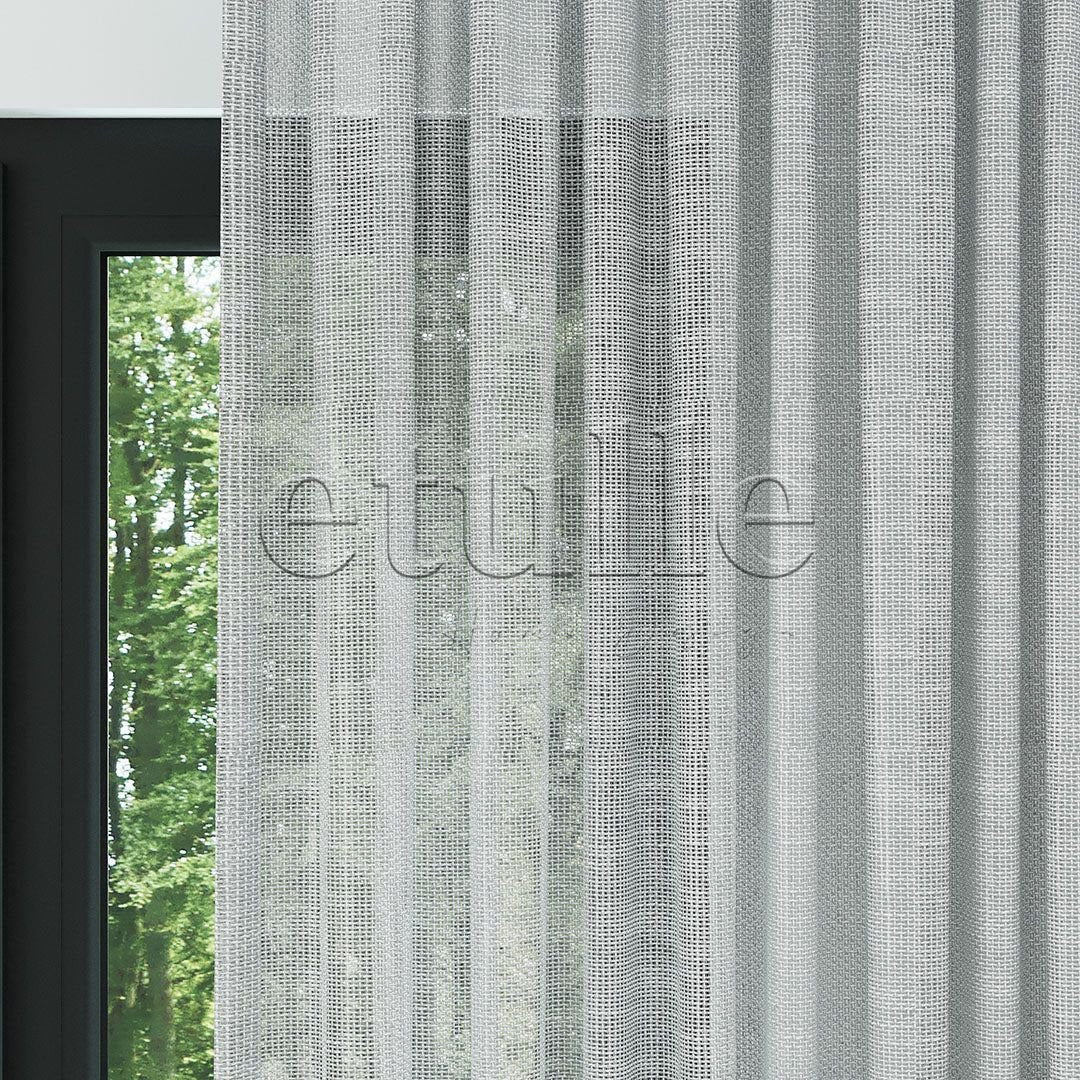 Light Grey Trendy Net Thick Decorative Plain Tulle Curtain | Muse
