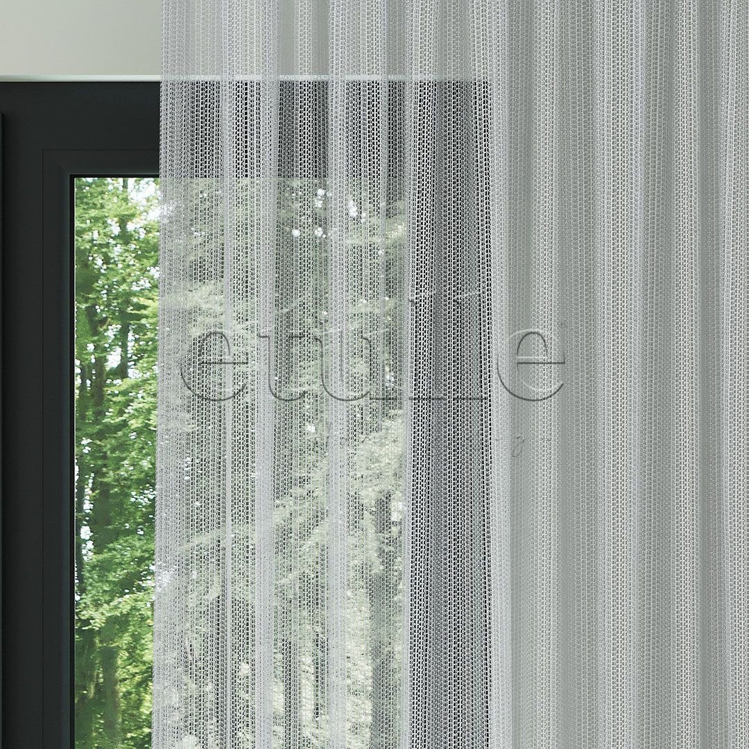 Light Gray Trendy Square Net Knitted Plain Tulle Curtain | Dusk