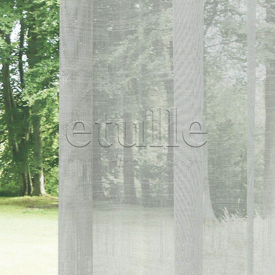 Light Grey Linen Stripe Effect Plain Tulle Curtain | Etnea