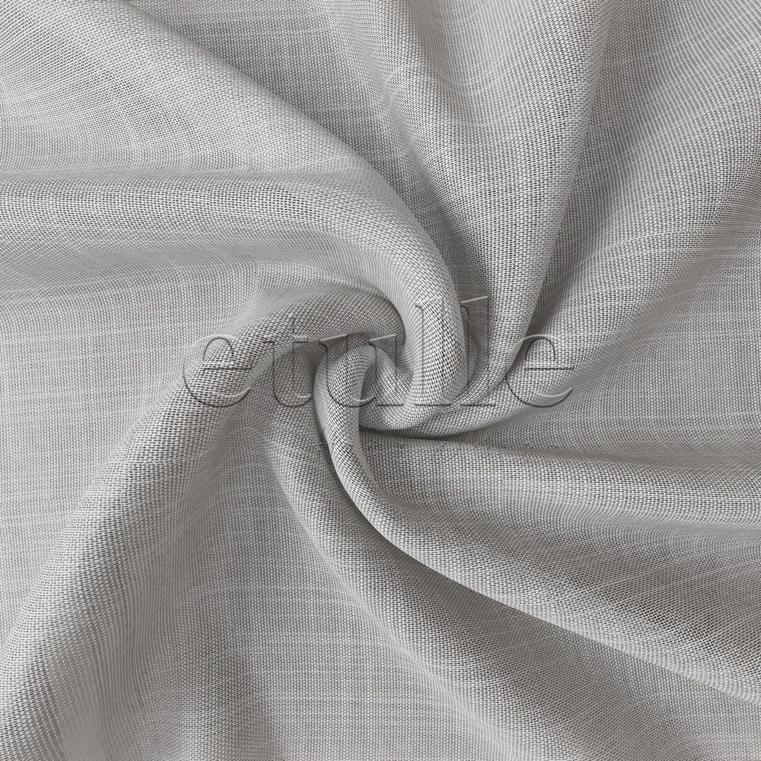 Light Grey Linen Stripe Effect Plain Tulle Curtain | Etnea