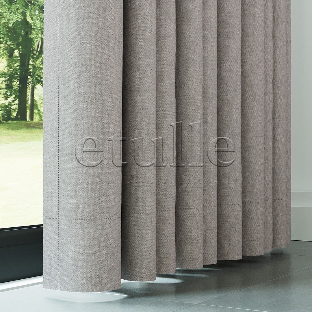 Light Stone-Colored Woven Linen Blackout Curtain | Bonita
