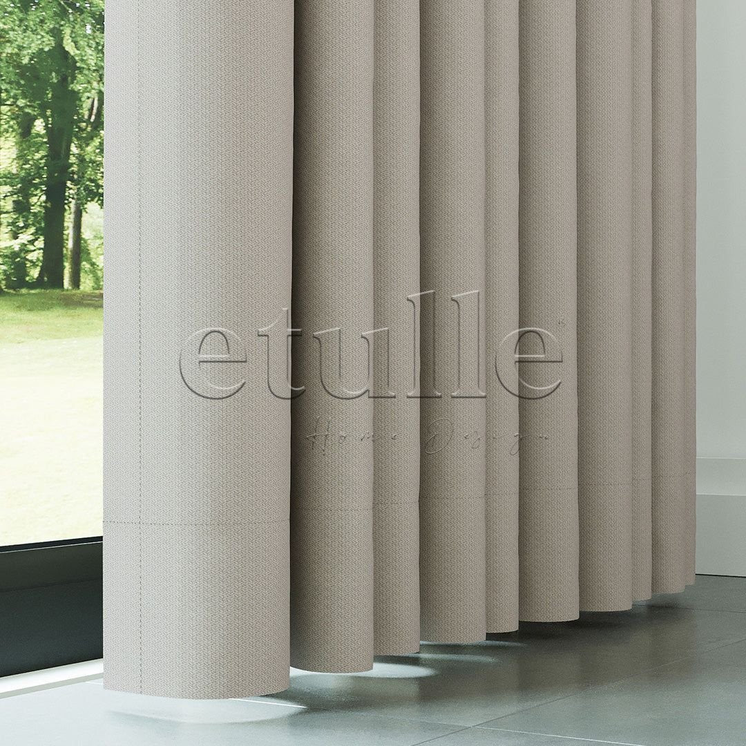 Light Stone Modern Herringbone Pattern Blackout Curtain | Cirrus