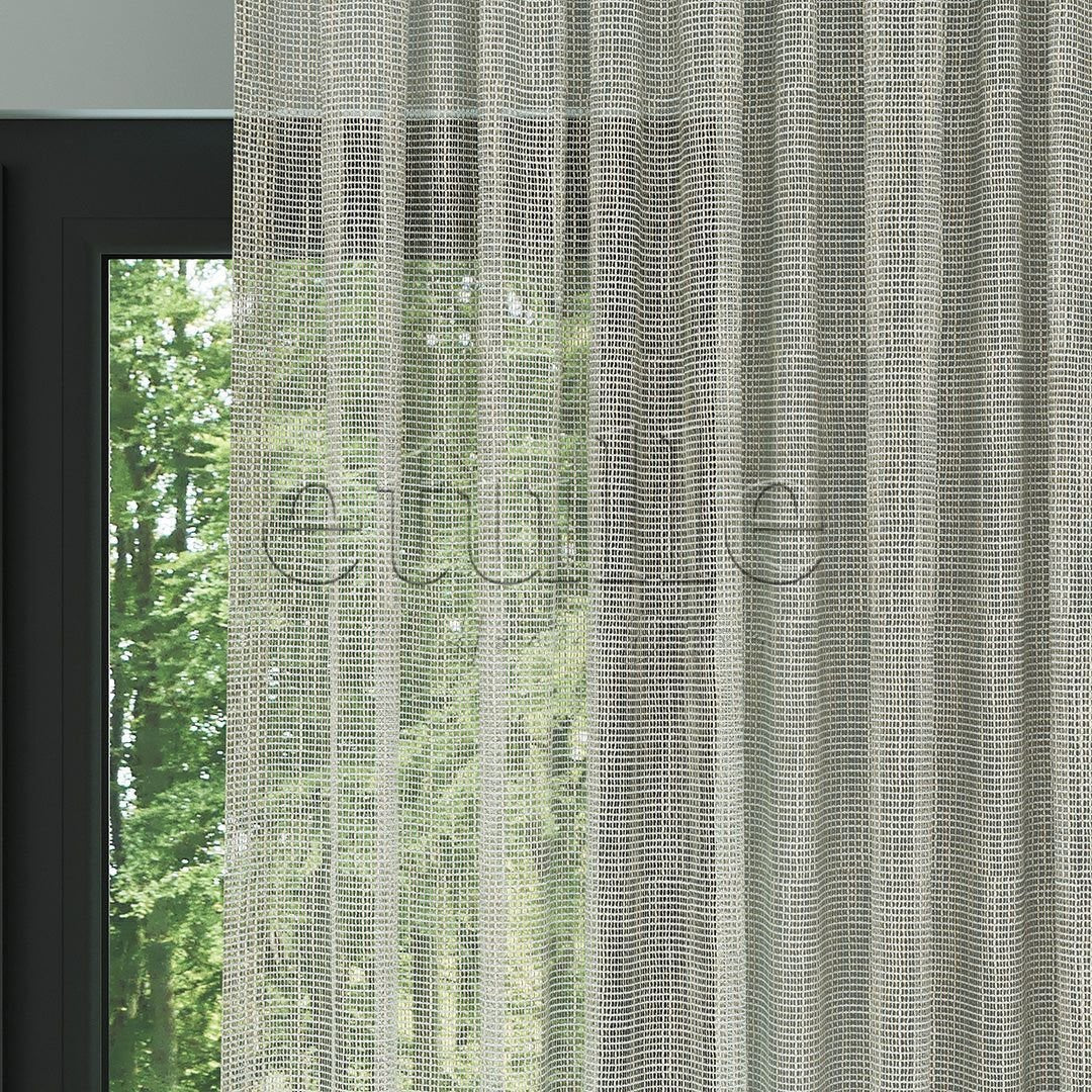 Open Mink Mesh Ground Thick Linen Effect Plain Tulle Curtain | Minos