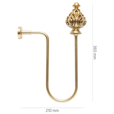 Curtain Tie-Back Holder - Antique Gold Metal - Water Lily