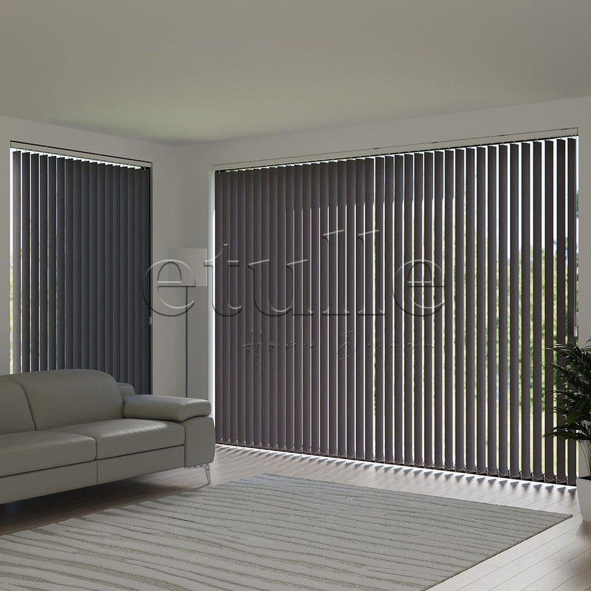 Anthracite Blackout Fabric Vertical Blinds | Seraphina