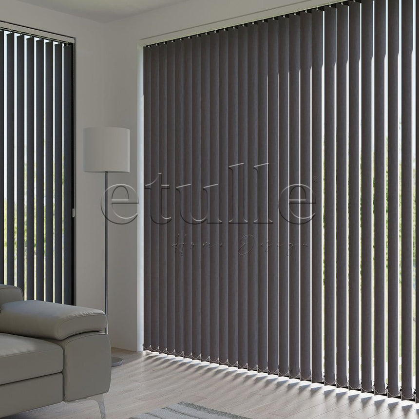 Anthracite Blackout Fabric Vertical Blinds | Seraphina