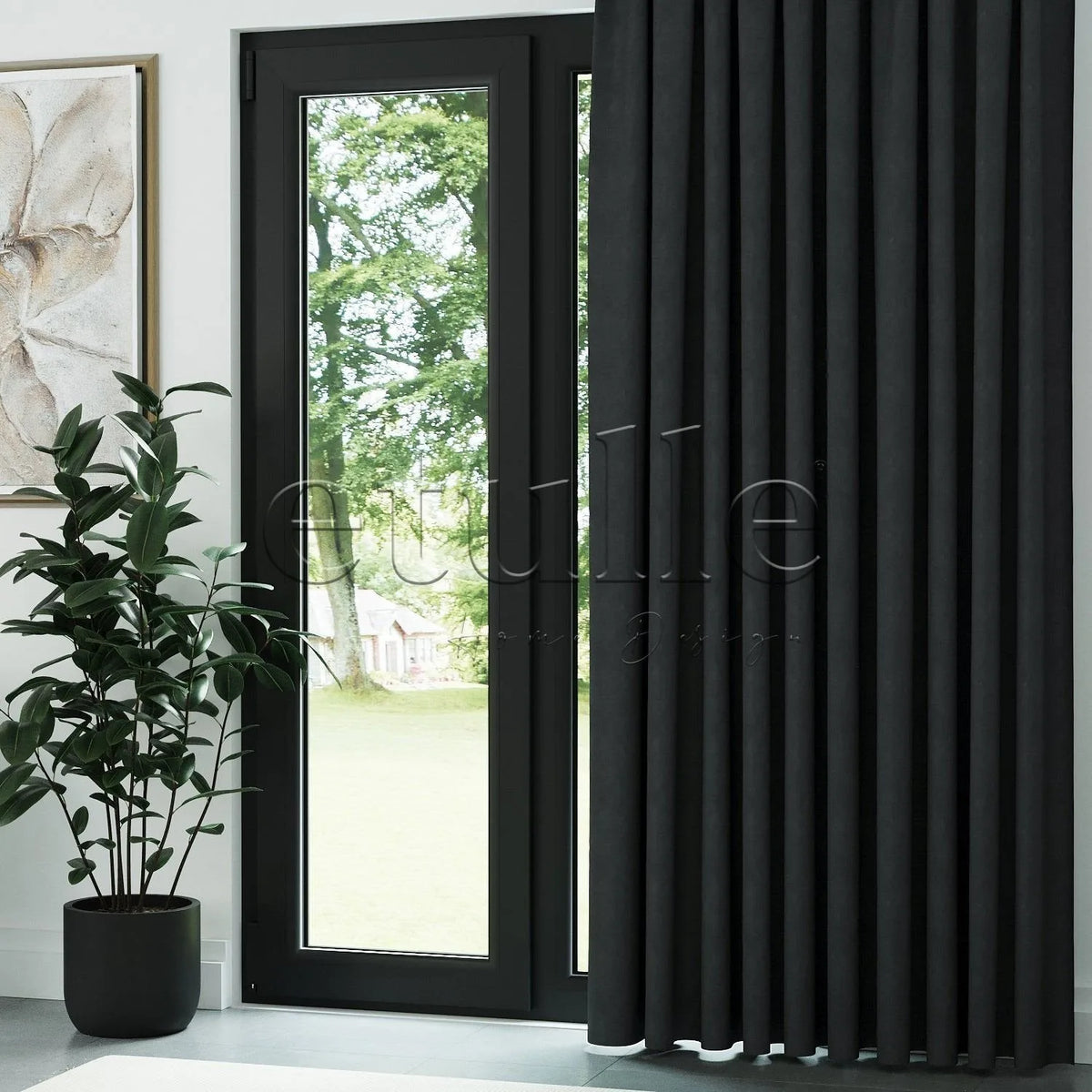 Antrasit Naturel Keten Fon Perde | Casual